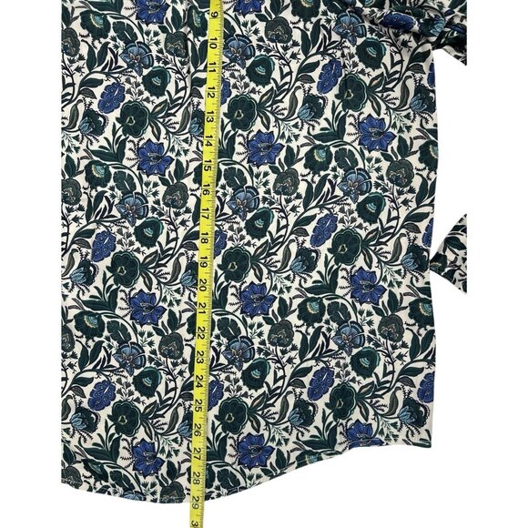 Lane Bryant Blouse Floral V Neck Plus Size 26/28 Long Sleeve Blue/Green Stretch - Picture 8 of 9